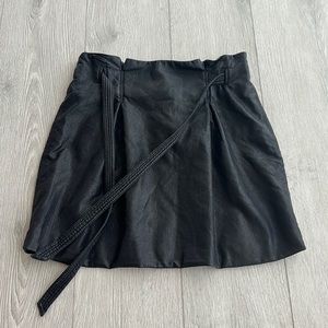 Free People Mini Black Faux Leather Skater Skirt